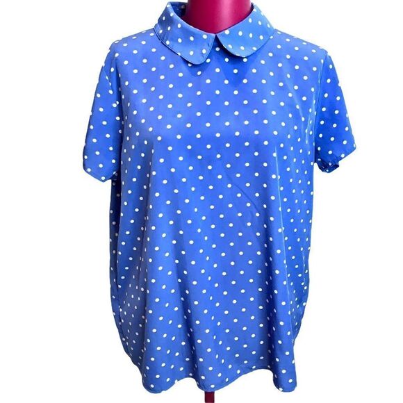 F21 Polka Dot Peter Pan Collar Top sz M - Picture 1 of 6